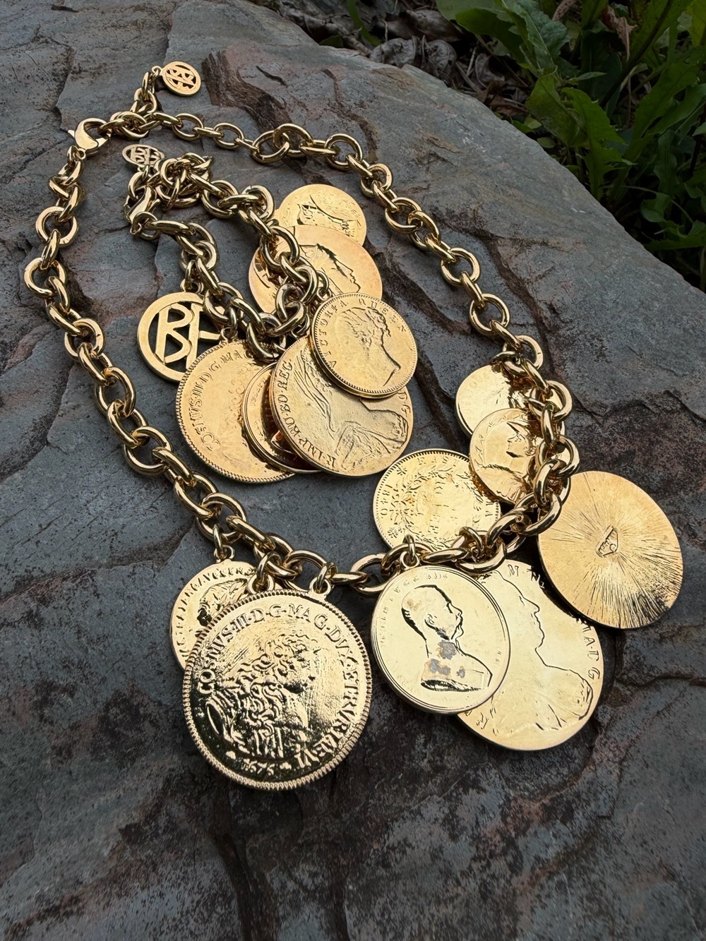 Ben-Amun 24K Gold Plated Moroccan Coin Charm Necklace Bracelet Set - Picture 7 of 13